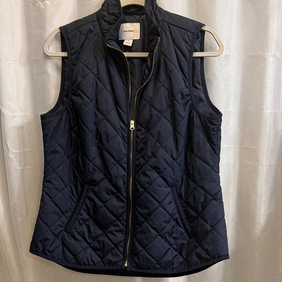 Old Navy Jackets & Blazers - Old Navy Navy Quilted Vest with Gold Zipper